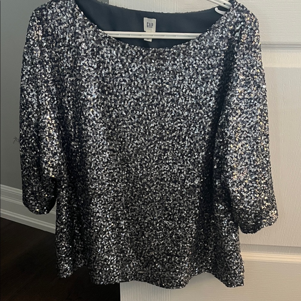 GAP Women's Sparkling Navy Sequin Blouse
